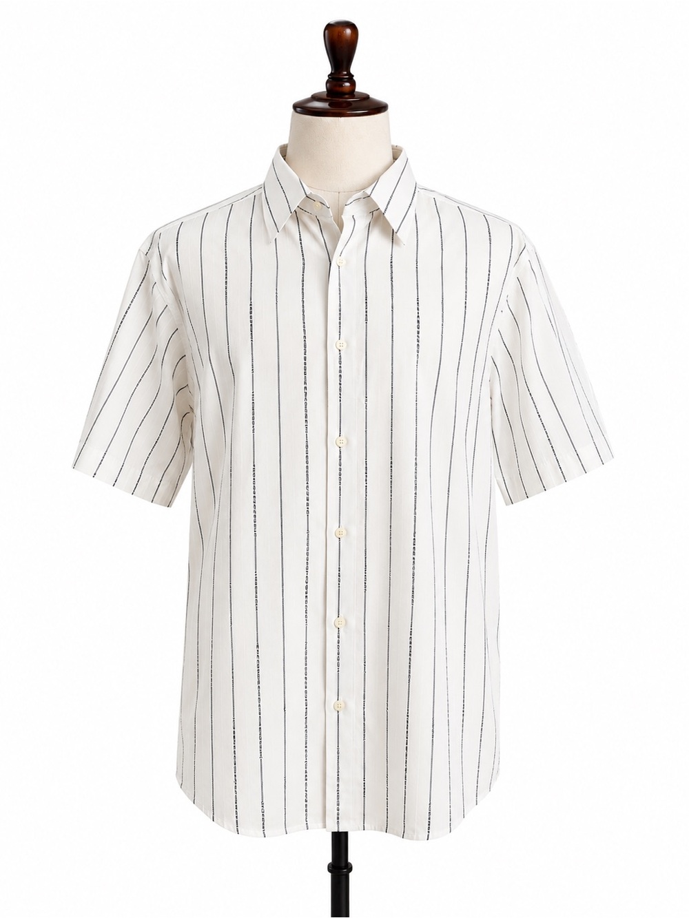 Versace White Short-Sleeve Pinstripe Button-Down Shirt